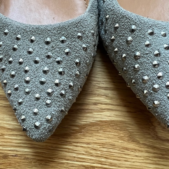 J.Crew Gray Suede Studded Pointed Toe Flats Size 7 - Picture 9 of 9